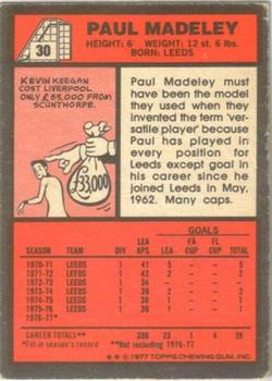1977-78 Topps Footballer English (Red Backs) #30 Paul Madeley Back