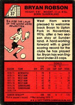 1977-78 Topps Footballer English (Red Backs) #37 Bryan Robson Back