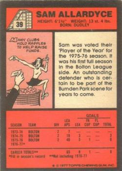 1977-78 Topps Footballer English (Red Backs) #39 Sam Allardyce Back