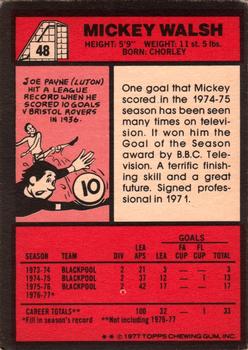1977-78 Topps Footballer English (Red Backs) #48 Mickey Walsh Back