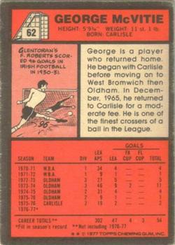 1977-78 Topps Footballer English (Red Backs) #62 George McVitie Back