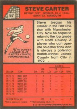 1977-78 Topps Footballer English (Red Backs) #67 Steve Carter Back