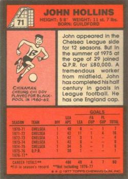 1977-78 Topps Footballer English (Red Backs) #71 John Hollins Back