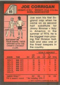 1977-78 Topps Footballer English (Red Backs) #85 Joe Corrigan Back