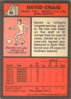 1977-78 Topps Footballer English (Red Backs) #86 David Craig Back