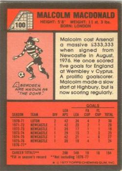 1977-78 Topps Footballer English (Red Backs) #100 Malcolm MacDonald Back