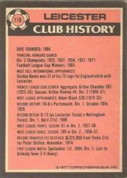 1977-78 Topps Footballer English (Red Backs) #110 Leicester Team Leaders Back