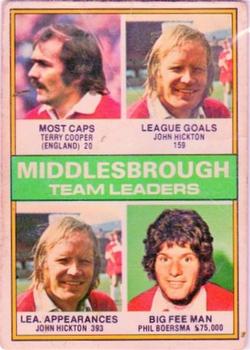 1977-78 Topps Footballer English (Red Backs) #113 Middlesbrough Team Leaders Front