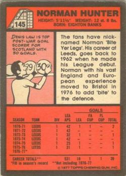 1977-78 Topps Footballer English (Red Backs) #145 Norman Hunter Back