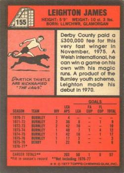 1977-78 Topps Footballer English (Red Backs) #155 Leighton James Back