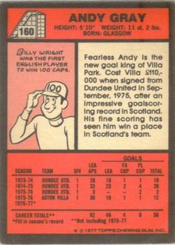 1977-78 Topps Footballer English (Red Backs) #160 Andy Gray Back
