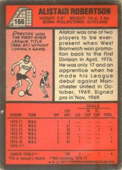 1977-78 Topps Footballer English (Red Backs) #166 Alistair Robertson Back