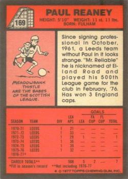 1977-78 Topps Footballer English (Red Backs) #169 Paul Reaney Back