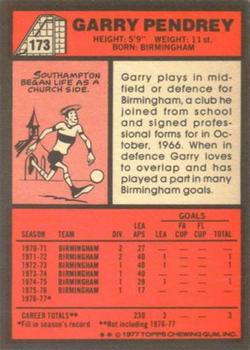 1977-78 Topps Footballer English (Red Backs) #173 Garry Pendrey Back
