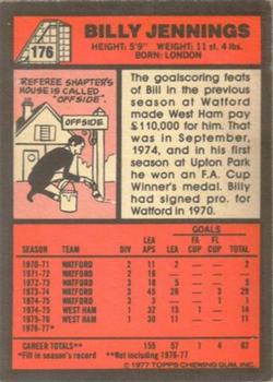 1977-78 Topps Footballer English (Red Backs) #176 Billy Jennings Back