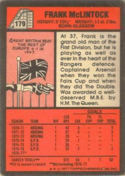 1977-78 Topps Footballer English (Red Backs) #179 Frank McLintock Back