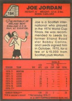 1977-78 Topps Footballer English (Red Backs) #184 Joe Jordan Back