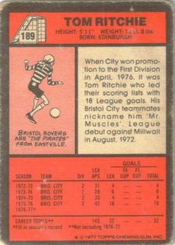 1977-78 Topps Footballer English (Red Backs) #189 Tom Ritchie Back