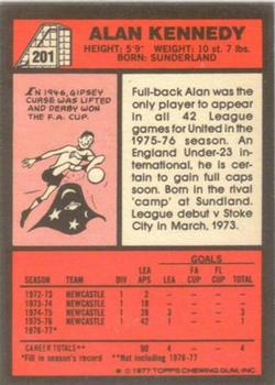 1977-78 Topps Footballer English (Red Backs) #201 Alan Kennedy Back