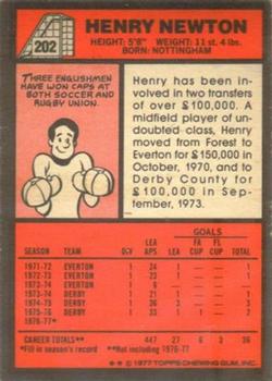 1977-78 Topps Footballer English (Red Backs) #202 Henry Newton Back