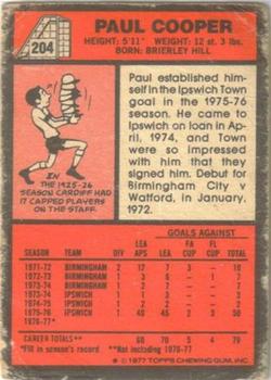 1977-78 Topps Footballer English (Red Backs) #204 Paul Cooper Back