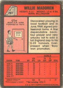 1977-78 Topps Footballer English (Red Backs) #207 Willie Maddren Back
