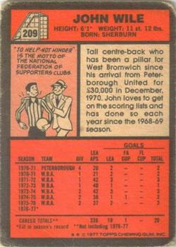 1977-78 Topps Footballer English (Red Backs) #209 John Wile Back