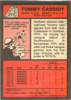1977-78 Topps Footballer English (Red Backs) #211 Tommy Cassidy Back