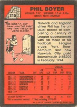 1977-78 Topps Footballer English (Red Backs) #215 Phil Boyer Back