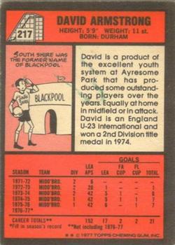 1977-78 Topps Footballer English (Red Backs) #217 David Armstrong Back
