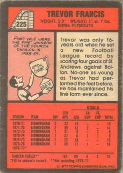 1977-78 Topps Footballer English (Red Backs) #225 Trevor Francis Back
