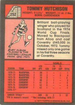 1977-78 Topps Footballer English (Red Backs) #252 Tom Hutchison Back