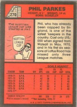 1977-78 Topps Footballer English (Red Backs) #270 Phil Parkes Back