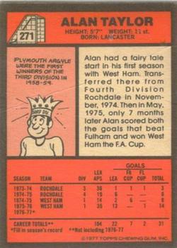 1977-78 Topps Footballer English (Red Backs) #271 Alan Taylor Back