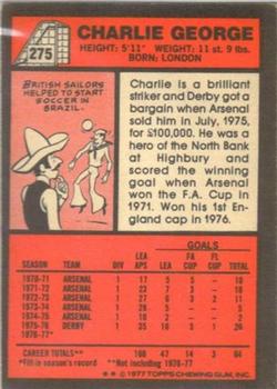 1977-78 Topps Footballer English (Red Backs) #275 Charlie George Back