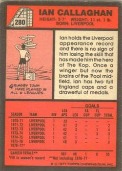 1977-78 Topps Footballer English (Red Backs) #280 Ian Callaghan Back