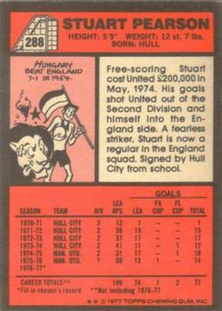 1977-78 Topps Footballer English (Red Backs) #288 Stuart Pearson Back
