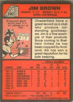 1977-78 Topps Footballer English (Red Backs) #292 Jim Brown Back