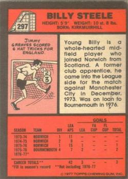1977-78 Topps Footballer English (Red Backs) #297 Billy Steele Back