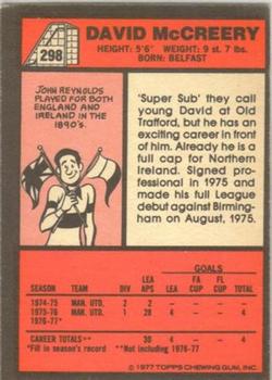 1977-78 Topps Footballer English (Red Backs) #298 David McCreery Back