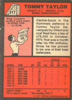1977-78 Topps Footballer English (Red Backs) #317 Tommy Taylor Back
