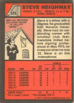1977-78 Topps Footballer English (Red Backs) #325 Steve Heighway Back