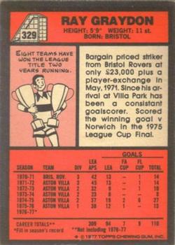 1977-78 Topps Footballer English (Red Backs) #329 Ray Graydon Back
