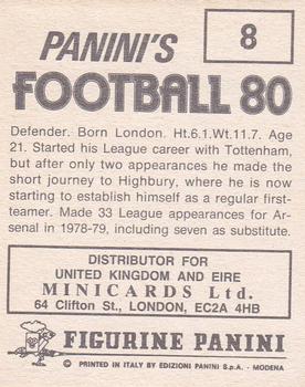 1979-80 Panini Football 80 (UK) #8 Steve Walford Back