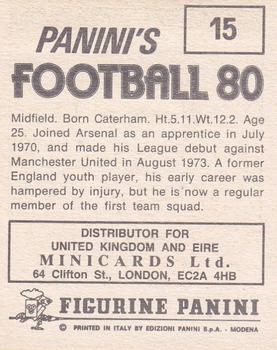 1979-80 Panini Football 80 (UK) #15 David Price Back