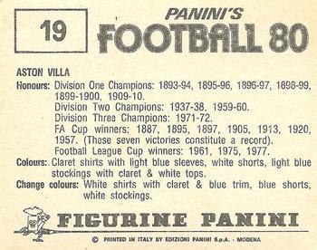 1979-80 Panini Football 80 (UK) #19 Aston Villa Team Photo Back