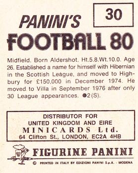1979-80 Panini Football 80 (UK) #30 Alex Cropley Back