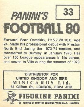 1979-80 Panini Football 80 (UK) #33 Tony Morley Back