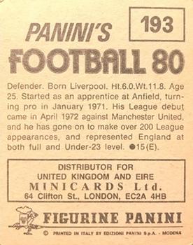 1979-80 Panini Football 80 (UK) #193 Phil Thompson Back
