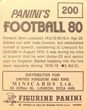 1979-80 Panini Football 80 (UK) #200 David Johnson Back